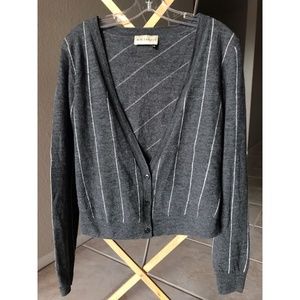 M.M. Lafleur Siggy Cardigan Sweater Gray Stripe